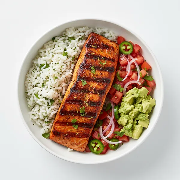 Chipotle-Roasted Salmon with herbed rice  &  Salsa